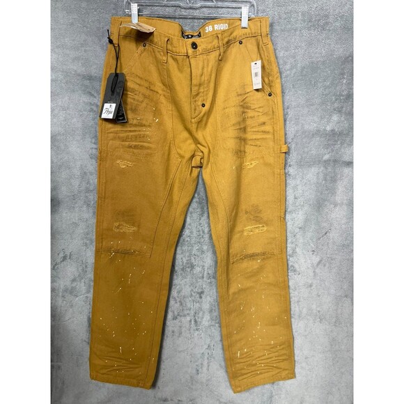 PRPS Men's 38 Rigid Carpenter Pants Light Brown NWT Paint Splatter Button Fly N - Picture 2 of 16